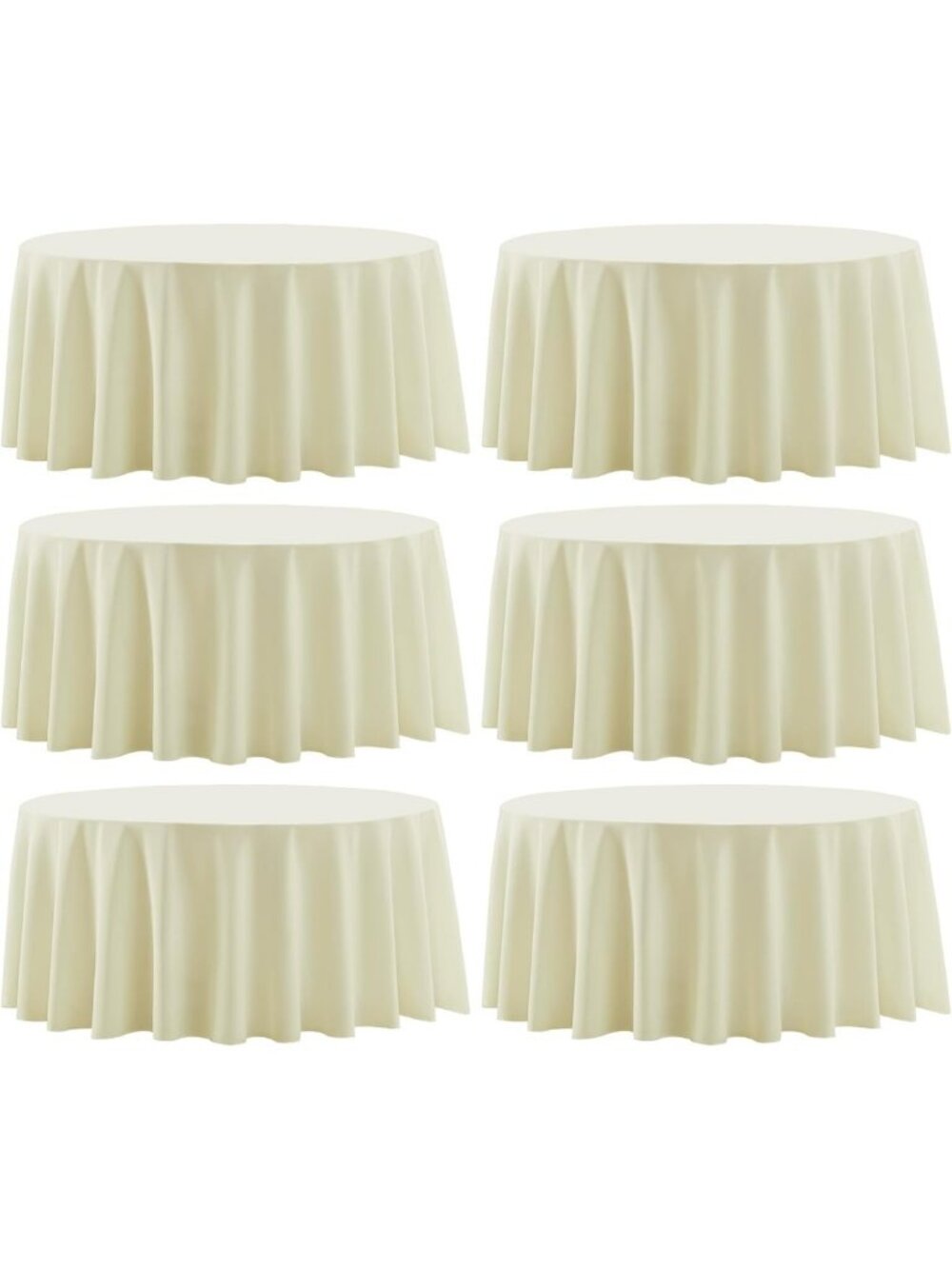 6 Pack Ivory 90-Inch Round Tablecloths for Elegant Dining & Events
